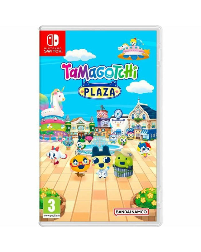Bandai Namco Switch video game console in black with colorful game cartridge inserted, compact plug-and-play electronic device.