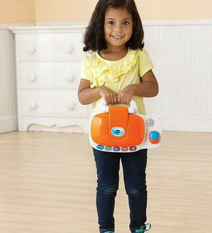 Vtech Baby speelgoed met oranje laptop, kleurrijk en leerzaam speelgoed voor jonge kinderen, zachte geluidsknoppen en kleurrijke details.