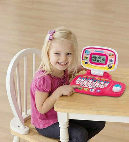 Vtech Baby Geluid Roze laptop toy for young children, featuring colorful buttons and playful design for early learning and entertainment.