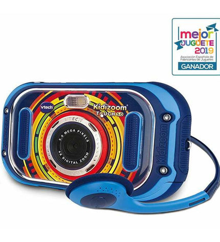 Vtech Kidizoom Touch digital kids' camera with 3.5-inch screen and 5 MP lens, colorful electronic toy for children.