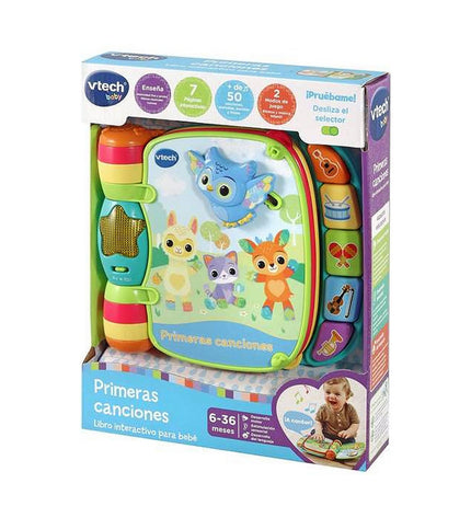 Vtech musical baby toy book with colorful pages and buttons, designed for young children’s early learning and entertainment.