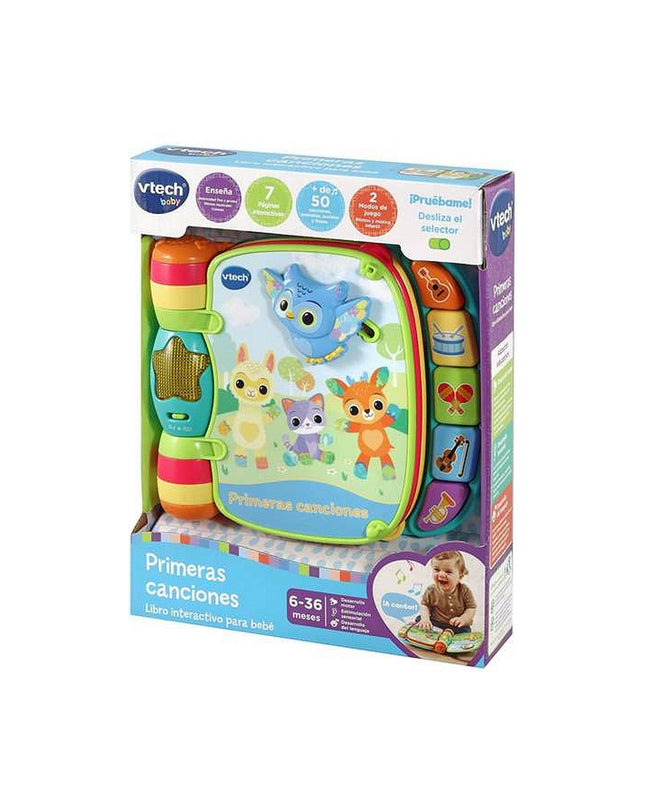 Vtech musical baby toy book with colorful pages and buttons, designed for young children’s early learning and entertainment.