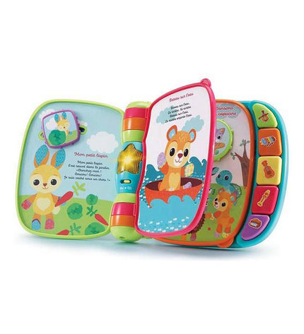 Vtech baby musical book toy with colorful pages and buttons, designed for infants and young children.
