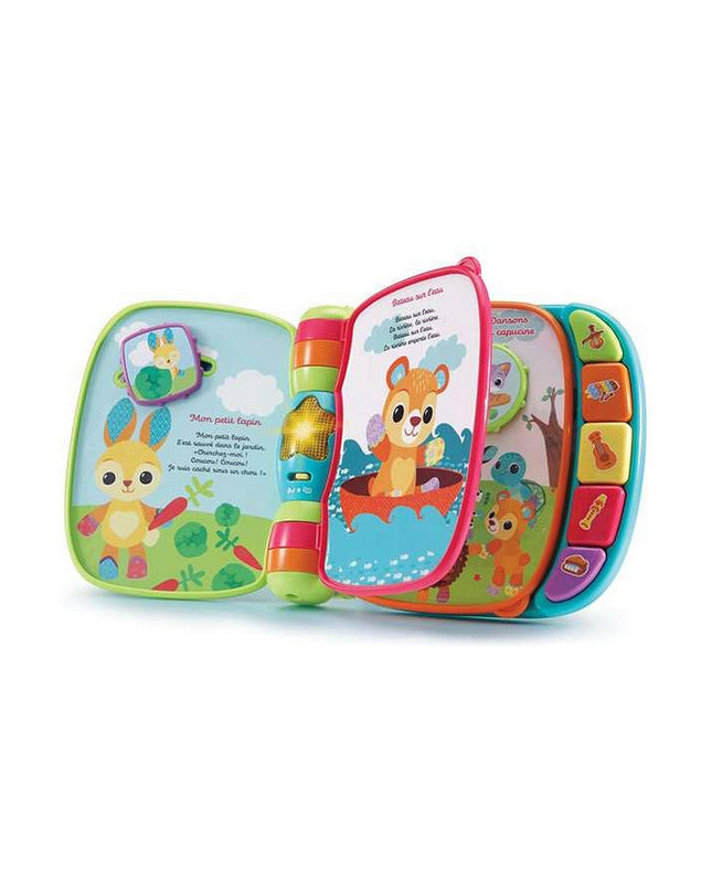Vtech baby musical book toy with colorful pages and buttons, designed for infants and young children.