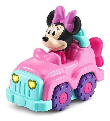 Vtech baby toy car, small colorful plastic play vehicle for young children, measuring 12x6 cm with bright design.