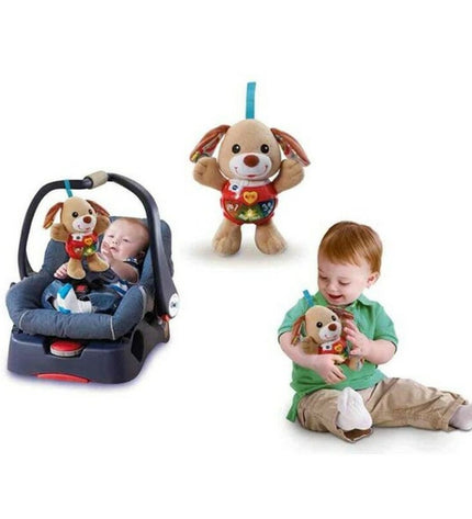 Soft baby activity toy Vtech Pequeperrito, plush cuddly toy for infants, with colorful features and gentle textures.