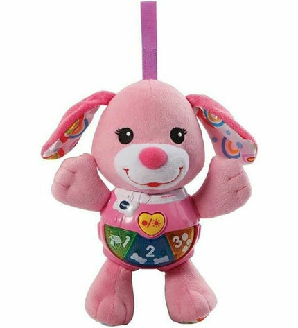 Vtech Baby Pink Chant' Tootous baby interactive toy with colorful buttons, soft plush, and size 16x10x19 cm for young children