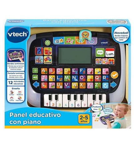 Vtech interactieve kindertablet met piano, elektronisch speelgoed voor kinderen, kleurrijk met knoppen en speelse functies