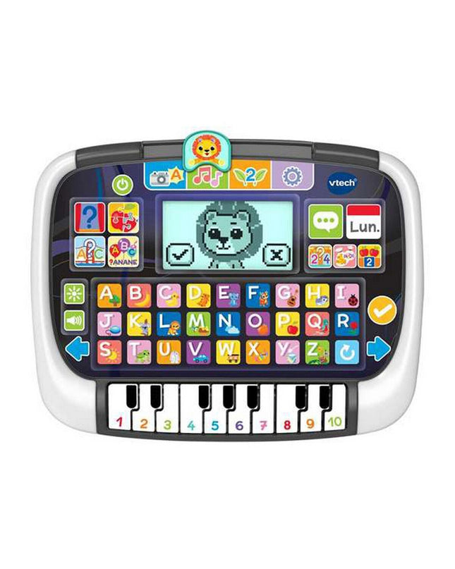 Vtech interactieve kindertablet with built-in piano keys, colorful buttons, and playful design for children’s electronic entertainment.