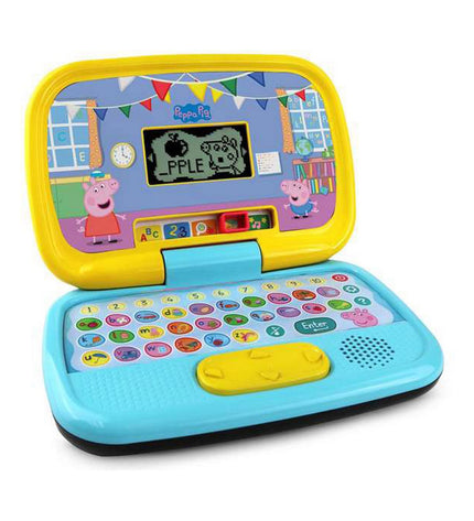 Vtech Peppa Pig interactief babyspeelgoed, kleurrijk speelgoed voor jonge kinderen met afbeeldingen van Peppa Pig en knoppen.