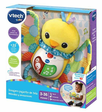 Vtech baby musical rattle shaped like a duck with lights, interactive toy for young children, measuring 20x21x6 cm.