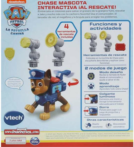 Electronic toy of Chase from Paw Patrol, interactive pet playset with dimensions 16x12x8 cm, suitable for children.