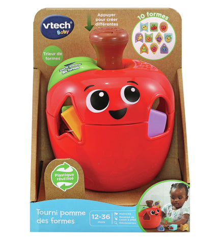 Vtech Baby babyspeeltje Pomme Des Formes, kleurrijk en zacht speelgoed voor jonge kinderen met verschillende vormen en texturen.