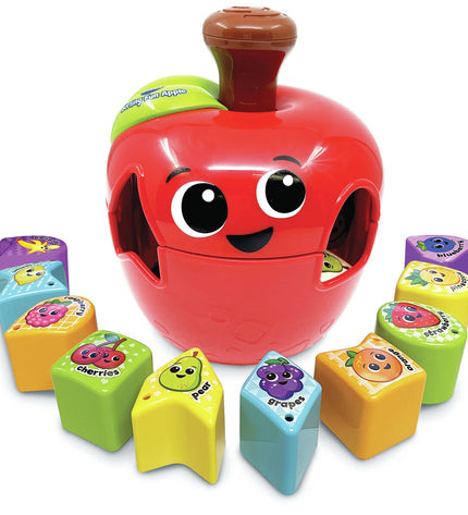 Vtech Baby Tourni Pomme Des Formes baby toy with colorful shapes, designed for young children’s sensory play and development.