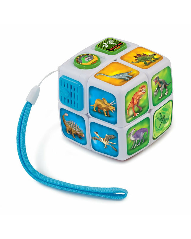Vtech Dinoadventures interactive baby toy with colorful dinosaur design, measuring 11.5 x 11.5 x 21.6 cm, for young children.