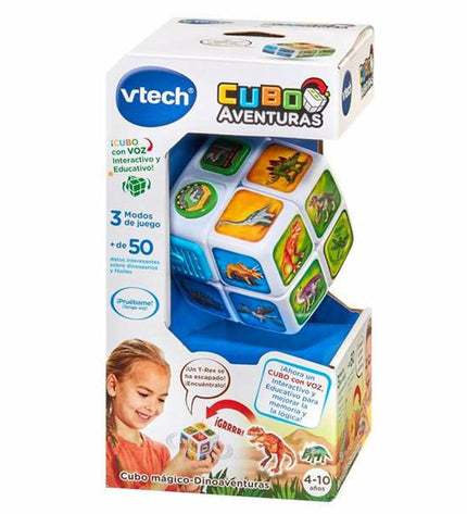 Vtech Dinoadventures interactive baby toy with colorful dinosaur design, measuring 11.5 x 11.5 x 21.6 cm, for young children.