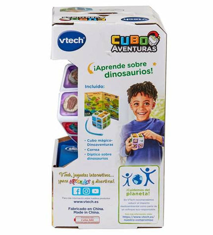 Vtech Dinoadventures interactive baby toy with colorful dinosaur design, measuring 11.5 x 11.5 x 21.6 cm for young children.