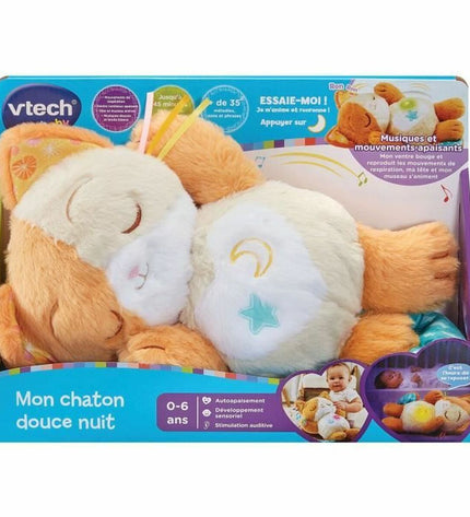 Vtech Baby Muziekspeelgoed My Kitten Sweet Night, soft plush toy for babies, showing a cute kitten with musical features.