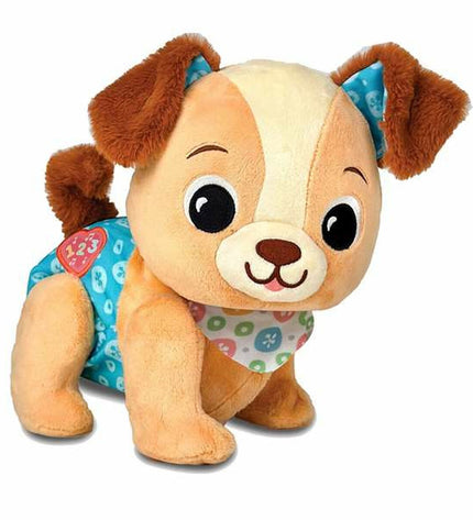 Vtech soft plush dog toy, cuddly textile stuffed animal from Vtech, suitable for children and play.