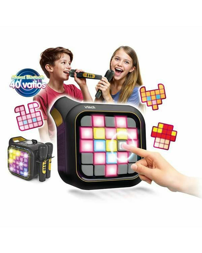 Vtech Duo Golden edition Bluetooth speaker with karaoke microphone, electronic toy designed for kids' play and entertainment.