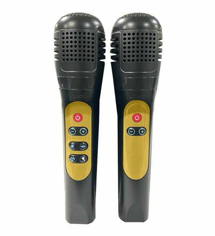 Vtech Duo Golden edition Bluetooth speaker with karaoke microphone, electronic toy for kids, colorful and fun entertainment device.