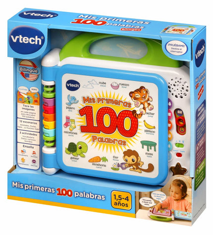 Vtech Mis primeras 100 palabras interactieve kinderboek voor baby's en jonge kinderen met kleurrijke pagina's en educatieve functies.