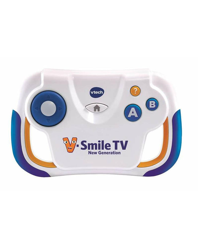 Vtech V-Smile TV portable game console with colorful buttons and screen, designed for children’s electronic games and educational fun.
