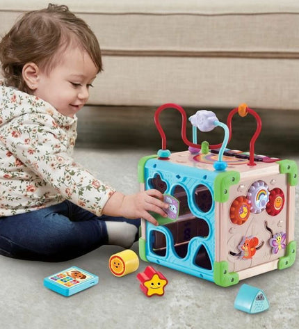 Vtech Baby interactief speelgoed voor baby's, kleurrijk speelcentrum met knoppen en functies, afmetingen 18x20x29 cm.