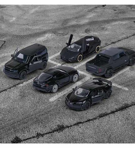 Set of five gray Smoby toy cars, plastic vehicles for children, arranged on a flat surface in the image.