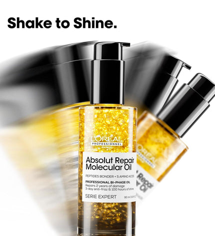 L'Oreal Professionnel Paris Absolut Repair Molecular nourishing supplement bottle, 90 ml, for hair health and repair.