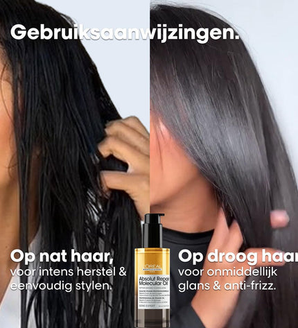 L'Oreal Professionnel Paris Absolut Repair Molecular supplement bottle, 90 ml, for hair health and nourishment.