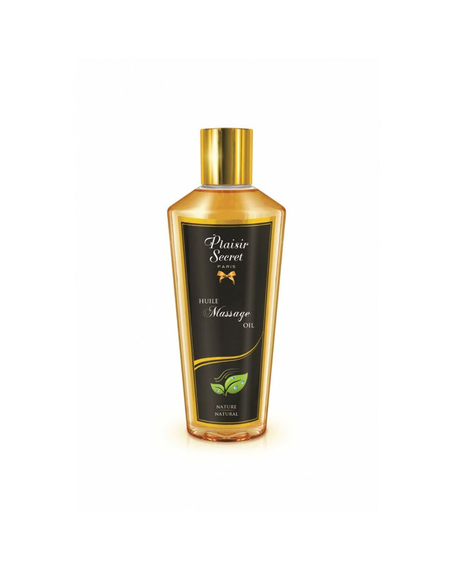 Bottle of Plaisir Secret Massageolie Plaisir Secret with 250 ml capacity for health and personal care, set against a neutral background.