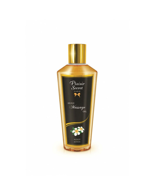 Bottle of Plaisir Secret Massageolie Plaisir Secret with 250 ml capacity, smooth texture and elegant packaging for personal wellness.