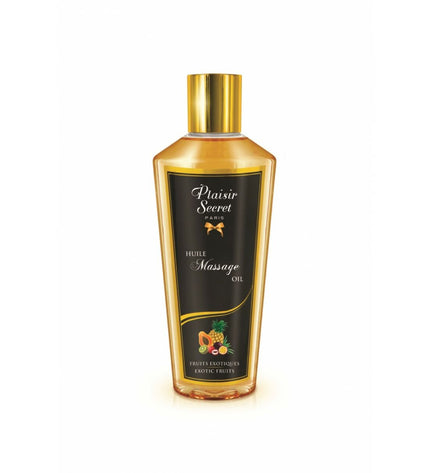 Bottle of Plaisir Secret Massageolie Plaisir Secret 250 ml for health and personal care, shown in a close-up image.