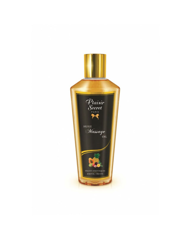 Bottle of Plaisir Secret Massageolie Plaisir Secret 250 ml for health and personal care, shown in a close-up image.