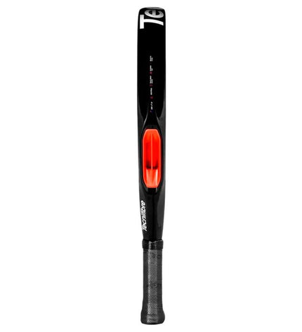 Tecnifibre Curva Speed Rood padel racket for outdoor paddle tennis, showing the black and red design with grip and strings.