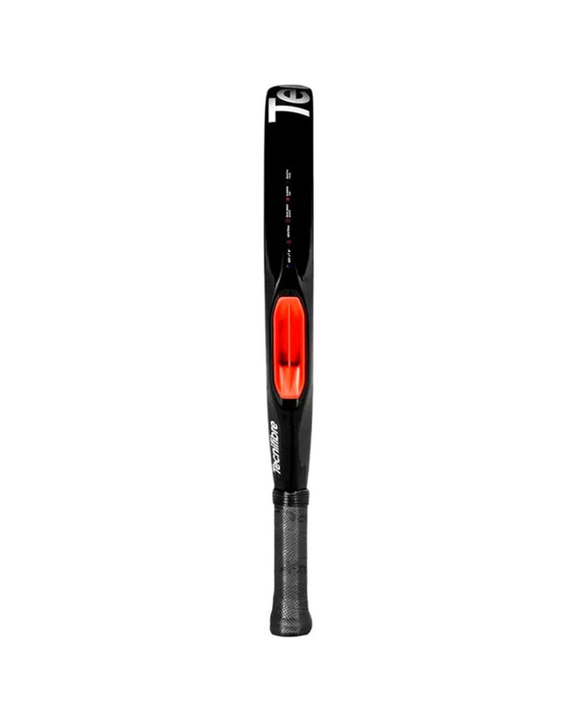 Tecnifibre Curva Speed Rood padel racket for outdoor paddle tennis, showing the black and red design with grip and strings.