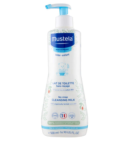 Mustela Niño Bio 500 ml body lotion bottle with label and pump for children's skincare and personal care.