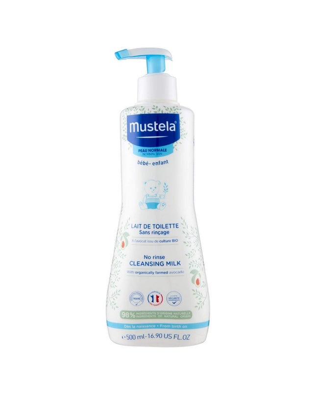 Mustela Niño Bio 500 ml body lotion bottle with label and pump for children's skincare and personal care.