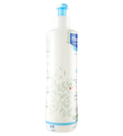 Mustela Niño Bio 500 ml body lotion for children, with nourishing formula in a white pump bottle, suitable for gentle skincare