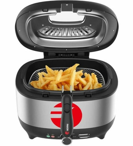 Fagor FG2310 small electric deep fryer for home cooking, with stainless steel design and digital control panel visible in image.