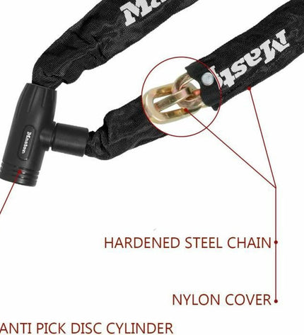 Master Lock sport and outdoor bike lock with key, designed for secure cycling storage and theft prevention.