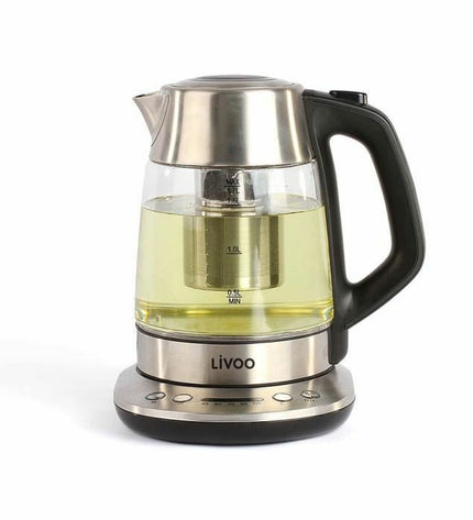 Livoo DOD165 1.7L gray electric kettle for boiling water, ideal for home kitchen, with a sleek modern design.
