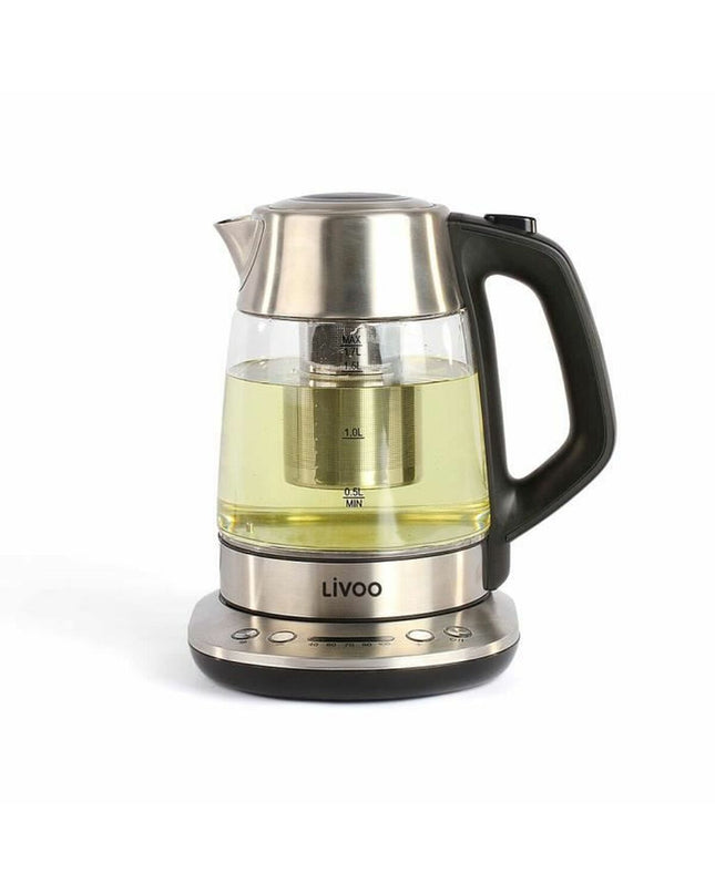 Livoo DOD165 1.7L gray electric kettle for boiling water, ideal for home kitchen, with a sleek modern design.