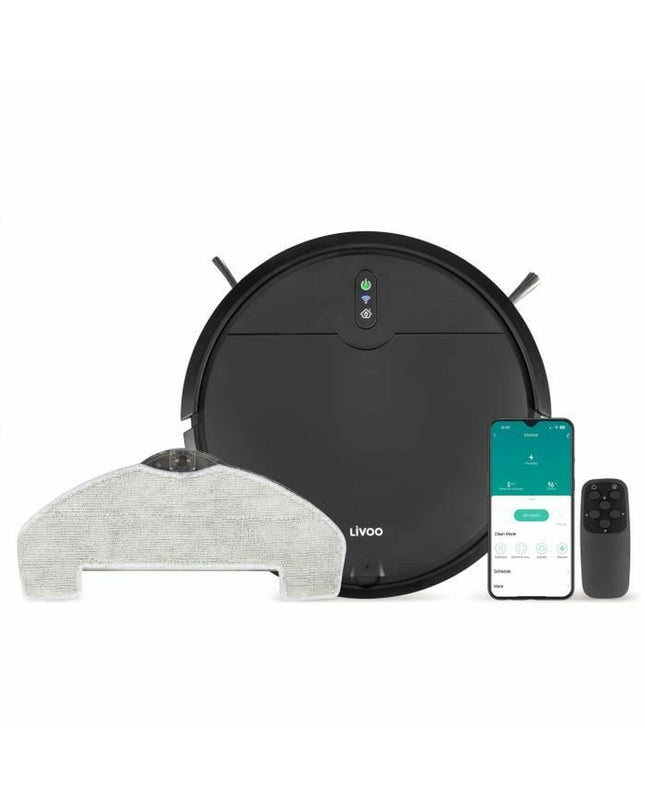 Livoo DOH145 WASH'UP robot stofzuiger cleaning floor, with sleek design and compact size for home floor cleaning.
