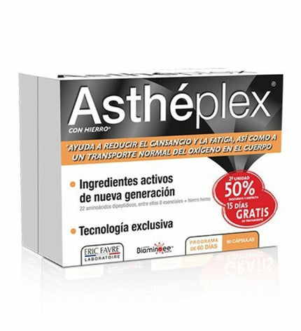 Eric Favre Asthéplex dietary supplement box with 60 capsules, health and personal care vitamin and mineral product.