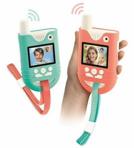 Canal Toys walkie-talkie with colorful design, electronic toy for kids, featuring buttons and antenna visible in the image.