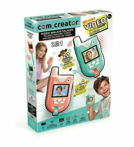 Canal Toys walkie-talkie in bright colors, electronic toy for kids, with push-to-talk buttons and antenna for communication.