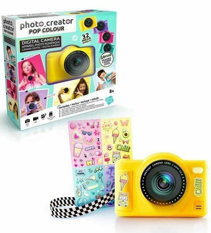 Digital camera toy by Canal Toys, colorful electronic toy for kids, featuring buttons and a screen for pretend photography.