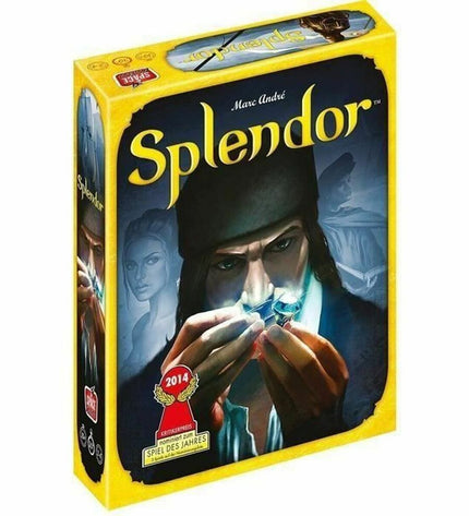 Asmodee Splendor board game with colorful gemstones and game cards, designed for strategic tabletop gameplay.